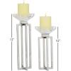 imageDeco 79 Stainless Steel Metal Geometric Decorative Candle Holder Candle Stand with Diamond Inspired Top Set of 2 Candlestick Holder 10quot 13quotH Silver