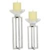imageDeco 79 Stainless Steel Metal Geometric Decorative Candle Holder Candle Stand with Diamond Inspired Top Set of 2 Candlestick Holder 10quot 13quotH Silver