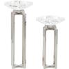 imageDeco 79 Stainless Steel Metal Geometric Decorative Candle Holder Candle Stand with Diamond Inspired Top Set of 2 Candlestick Holder 10quot 13quotH Silver