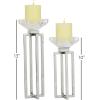 imageDeco 79 Stainless Steel Metal Geometric Decorative Candle Holder Candle Stand with Diamond Inspired Top Set of 2 Candlestick Holder 10quot 13quotH Silver