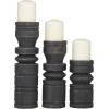 imageDeco 79 Wood Decorative Candle Holder Candle Stand Set of 3 Candlestick Holder 9quot 7quot 6quotH BlackBlack
