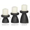 imageDeco 79 Wood Decorative Candle Holder Candle Stand Set of 3 Candlestick Holder 9quot 7quot 6quotH BlackBlack