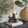 imageDeco 79 Wood Decorative Candle Holder Candle Stand Set of 3 Candlestick Holder 9quot 7quot 6quotH BlackBlack