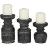 imageDeco 79 Wood Decorative Candle Holder Candle Stand Set of 3 Candlestick Holder 9quot 7quot 6quotH BlackBlack