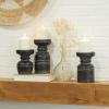 imageDeco 79 Wood Decorative Candle Holder Candle Stand Set of 3 Candlestick Holder 9quot 7quot 6quotH BlackBlack