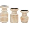 imageDeco 79 Wood Decorative Candle Holder Candle Stand Set of 3 Candlestick Holder 9quot 7quot 6quotH BlackBrown