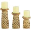 imageDeco 79 Wood Decorative Candle Holder Candle Stand Set of 3 Candlestick Holder 9quot 7quot 6quotH BlackBrown