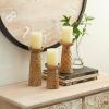 imageDeco 79 Wood Decorative Candle Holder Candle Stand Set of 3 Candlestick Holder 9quot 7quot 6quotH BlackBrown
