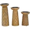 imageDeco 79 Wood Decorative Candle Holder Candle Stand Set of 3 Candlestick Holder 9quot 7quot 6quotH BlackBrown