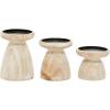 imageDeco 79 Wood Decorative Candle Holder Candle Stand Set of 3 Candlestick Holder 9quot 7quot 6quotH BlackBrown