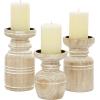 imageDeco 79 Wood Decorative Candle Holder Candle Stand Set of 3 Candlestick Holder 9quot 7quot 6quotH BlackBrown