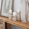 imageDeco 79 Wood Decorative Candle Holder Candle Stand Set of 3 Candlestick Holder 9quot 7quot 6quotH BlackBrown