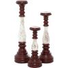 imageDeco 79 Wood Solid Candle Holder Set of 3 16quot 13quot 20quotH BlackRed