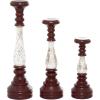 imageDeco 79 Wood Solid Candle Holder Set of 3 16quot 13quot 20quotH BlackRed