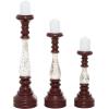 imageDeco 79 Wood Solid Candle Holder Set of 3 16quot 13quot 20quotH BlackRed