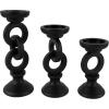 imageDeco 79 Wooden Decorative Candle Holder Chain Link Candle Stand Set of 3 Candlestick Holder 13quot 11quot 9quot H WhiteBlack