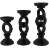 imageDeco 79 Wooden Decorative Candle Holder Chain Link Candle Stand Set of 3 Candlestick Holder 13quot 11quot 9quot H WhiteBlack