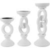 imageDeco 79 Wooden Decorative Candle Holder Chain Link Candle Stand Set of 3 Candlestick Holder 13quot 11quot 9quot H WhiteWhite