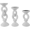 imageDeco 79 Wooden Decorative Candle Holder Chain Link Candle Stand Set of 3 Candlestick Holder 13quot 11quot 9quot H WhiteWhite