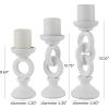 imageDeco 79 Wooden Decorative Candle Holder Chain Link Candle Stand Set of 3 Candlestick Holder 13quot 11quot 9quot H WhiteWhite
