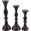 imageDeco 79 Wooden Decorative Candle Holder Distressed Turned Candle Stand Set of 3 Candlestick Holder 19quot 15quot 11quotH TealBlack