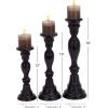 imageDeco 79 Wooden Decorative Candle Holder Distressed Turned Candle Stand Set of 3 Candlestick Holder 19quot 15quot 11quotH TealBlack