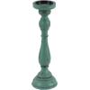 imageDeco 79 Wooden Decorative Candle Holder Distressed Turned Candle Stand Set of 3 Candlestick Holder 19quot 15quot 11quotH TealBlue