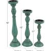 imageDeco 79 Wooden Decorative Candle Holder Distressed Turned Candle Stand Set of 3 Candlestick Holder 19quot 15quot 11quotH TealBlue