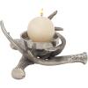 imageDeco 79 Aluminum Metal Decorative Candle Holder Antler Candle Stand Candlestick Holder 8quot x 8quot x 4quot Silver