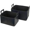 imageDeco 79 Leather Handmade Decorative and Functional Storage Basket Basket Organizer with Handles Set of 2 Basket for Storage 19quot 17quotW Dark BlueDark Blue