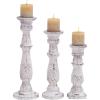 imageDeco 79 Mango Wood Candle Holder Set of 3 18quot 15quot 12quotH WhiteWhite