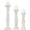 imageDeco 79 Mango Wood Decorative Candle Holder Candle Stand Set of 3 Candlestick Holder 18quot 15quot 12quotH White