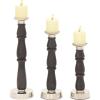 imageDeco 79 Mango Wood Solid Candle Holder Set of 3 9quot 12quot 15quotH BrownDark Brown