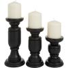 imageDeco 79 Mango Wood Turned Style Pillar Candle Holder Set of 3 10quot 8quot 6quotH WhiteBlack