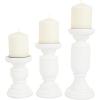 imageDeco 79 Mango Wood Turned Style Pillar Candle Holder Set of 3 10quot 8quot 6quotH WhiteWhite