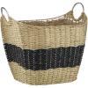 imageDeco 79 Seagrass Handmade Decorative and Functional Storage Basket Two Toned Basket Organizer with Metal Handles Basket for Storage 21quot x 17quot x 19quot Brown