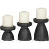 imageDeco 79 Wood Decorative Candle Holder Candle Stand Set of 3 Candlestick Holder 9quot 7quot 6quotH BlackBlack