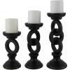 imageDeco 79 Wooden Decorative Candle Holder Chain Link Candle Stand Set of 3 Candlestick Holder 13quot 11quot 9quot H WhiteBlack