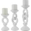 imageDeco 79 Wooden Decorative Candle Holder Chain Link Candle Stand Set of 3 Candlestick Holder 13quot 11quot 9quot H WhiteWhite