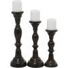 imageDeco 79 Wooden Decorative Candle Holder Distressed Turned Candle Stand Set of 3 Candlestick Holder 19quot 15quot 11quotH TealBlack