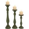 imageDeco 79 Wooden Decorative Candle Holder Distressed Turned Candle Stand Set of 3 Candlestick Holder 19quot 15quot 11quotH TealGreen