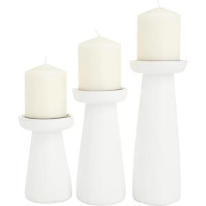 imageCosmoLiving by Cosmopolitan Mango Wood Decorative Candle Holder Pillar Candle Stand Set of 3 Candlestick Holder 10quot 8quot 6quot H Dark GrayWhite
