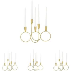 imageCosmoLiving by Cosmopolitan Metal Decorative Candelabra Candlestick Holder Candlestand 15quot x 5quot x 11quot GoldSMALL SIZE Pack of 4