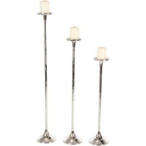 imageDeco 79 Aluminum Metal Decorative Candle Holder Tall Candle Stand Set of 3 Candlestick Holder 27quot 32quot 40quotH SilverSilver