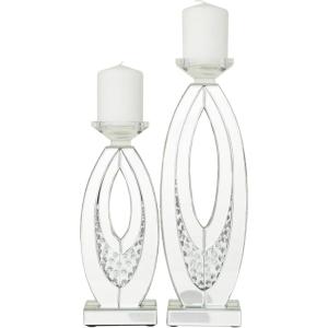 imageDeco 79 Metal Abstract Decorative Candle Holder Mushroom Inspired Candle Stand Set of 2 Candlestick Holder 11quot 14quot H GoldSilver