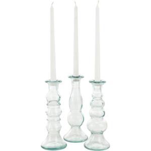 imageDeco 79 Recycled Glass Decorative Candle Holder Candle Stand Set of 3 Candlestick Holder 9quot 9quot 9quot H Clear