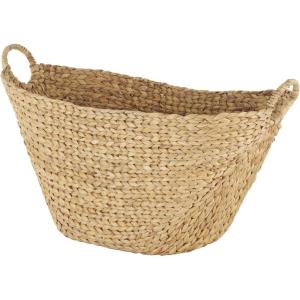 imageDeco 79 Seagrass Handmade Decorative and Functional Storage Basket Basket Organizer with Metal Handles Set of 5 Basket for Storage 23quot 21quot 19quot 16quot 12quotW BrownWhite