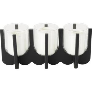 imageDeco 79 Wood Decorative Candle Holder Hurricane 3 Slot Candle Stand Candlestick Holder 14quot x 5quot x 7quot BlackBlack