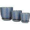 imageDeco 79 Modern Porcelain Set of 3 Planters 8quot 6quot 5quotH GreenBlue