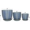 imageDeco 79 Modern Porcelain Set of 3 Planters 8quot 6quot 5quotH GreenBlue